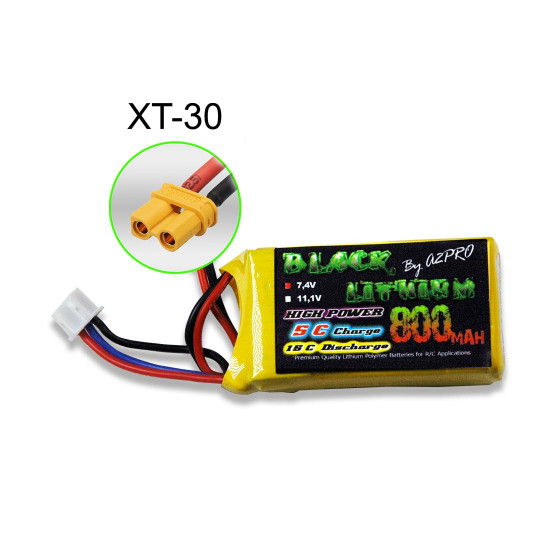 Lipo black lithium 800mAh 15c 2s XT-30 Lipo black lithium 800mAh...
