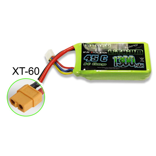 Lipo black lithium 1300mAh 45c 3s XT-60 Lipo black lithium 1300mAh...