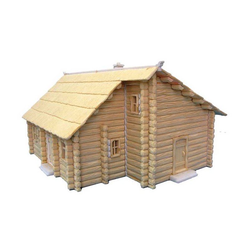 Mounted and painted diorama model 2 Russian wooden houses1/72 | Scientific-MHD