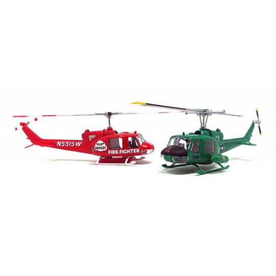 Plastic Helicopter Model Set Bell Huey Firefighter and Vietnam 1:72 Plastic Helicopter Model...