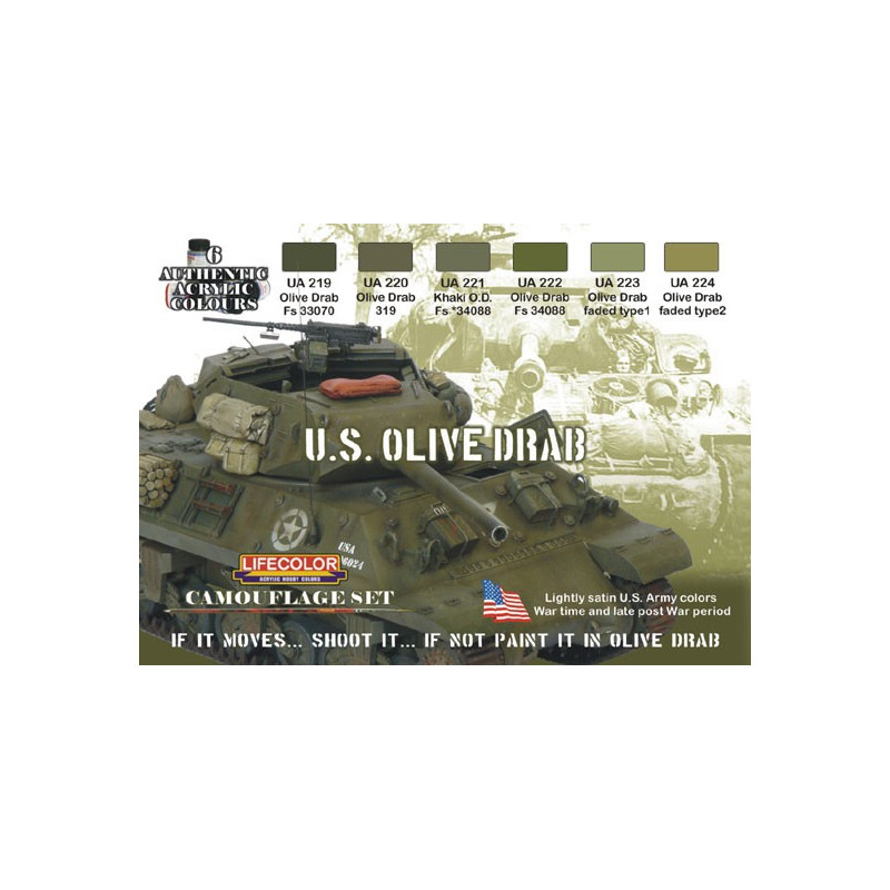 Acrylic paint set camoufage 6 olive drab | Scientific-MHD