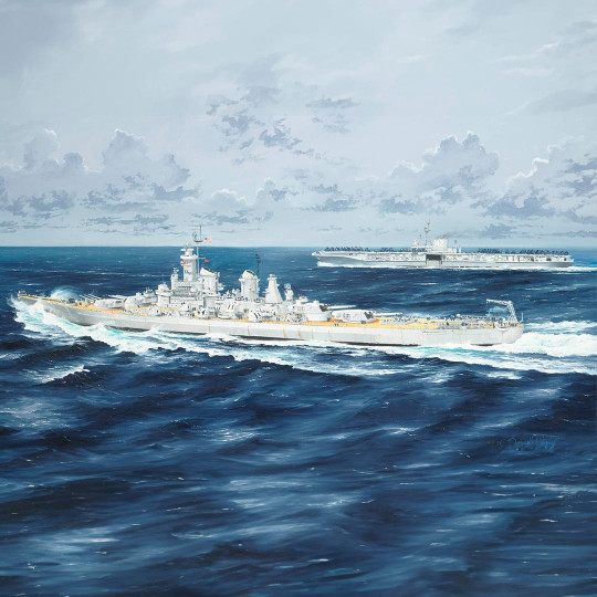 Model of plastic ship USS...