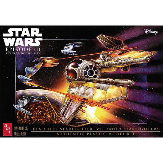 Plastic science fiction model Star Wars Jedi Starfighter vs Droid fighters 1:48 Plastic science fiction...