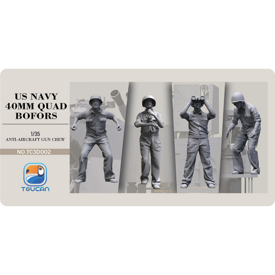 US NAVY 40MM QUAD BOFORS anti-aircraft gun crew figure set 2 1:35 US NAVY 40MM QUAD BOFORS...