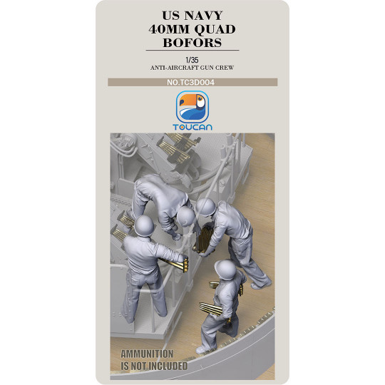 US NAVY 40MM QUAD BOFORS anti-aircraft gun crew set 4 1:35 US NAVY 40MM QUAD BOFORS...
