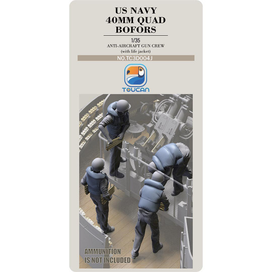 US NAVY 40MM QUAD BOFORS anti-aircraft gun crew with life jackets set 4J 1:35 US NAVY 40MM QUAD BOFORS...