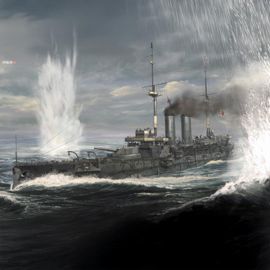 Plastic model ship IJN Mikasa “Battle of the Sea of Japan 1905” with figure 1:700 Plastic model ship IJN...