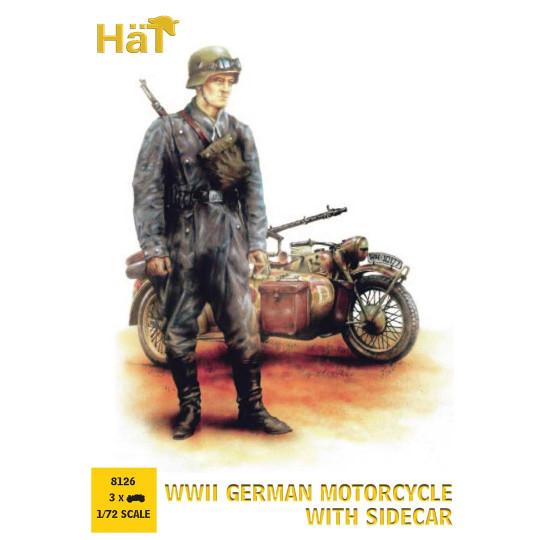 Motorcycle figurine and Sidecar All. Wwii 1/72 Motorcycle figurine and...