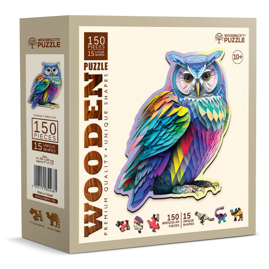 Rainbow Owl Animal Puzzle 150/15 Wooden City Rainbow Owl Animal Puzzle...