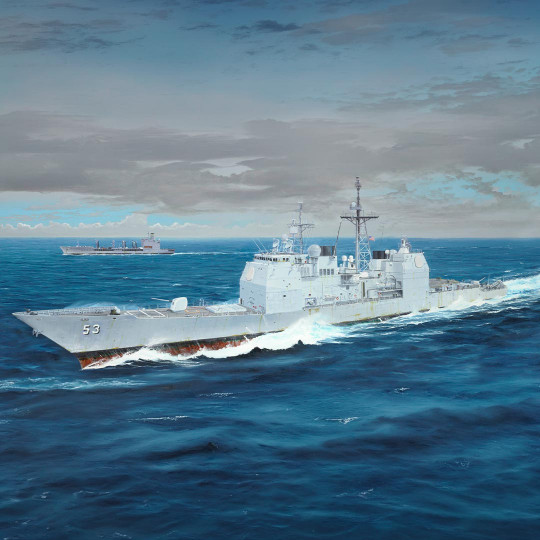 Model of plastic ship USS...