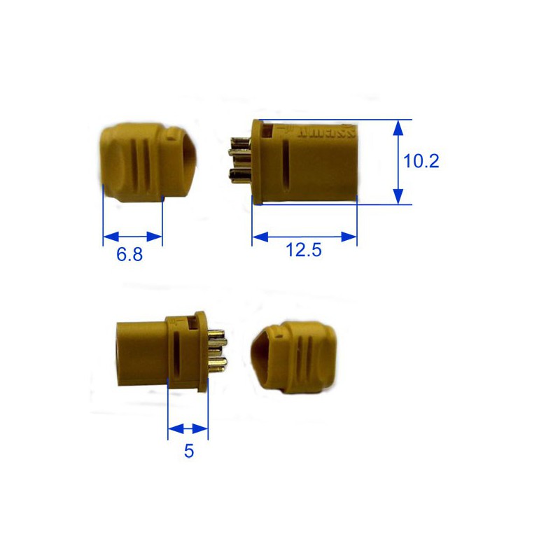Charger for accusation for radio controlled device MT30 3 poles M+F (1 pair) | Scientific-MHD