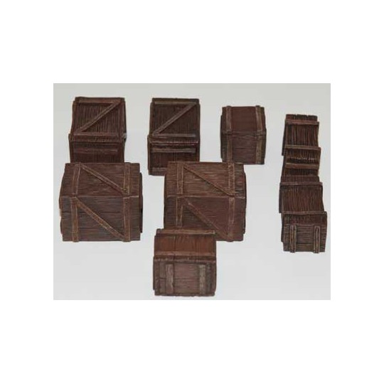 Diorama model mounted and painted wooden boxes (8 pcs) 1/48 | Scientific-MHD