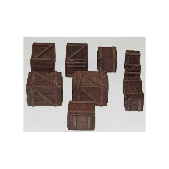 Diorama model mounted and painted wooden boxes (8 pcs) 1/48 | Scientific-MHD