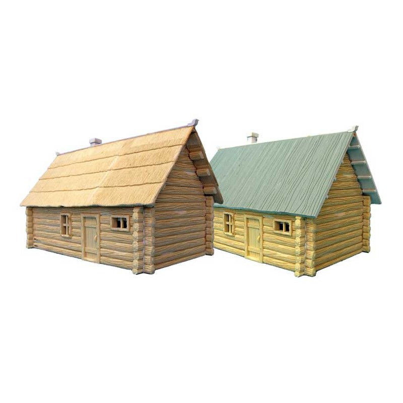 Diorama model mounted and painted wooden houses 1/72 | Scientific-MHD