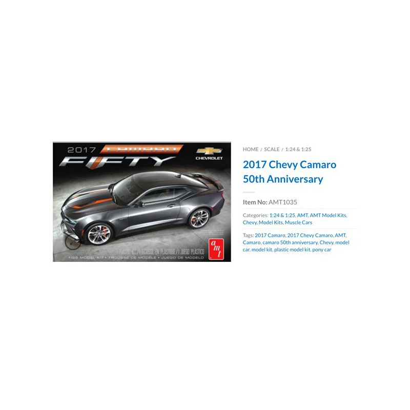 Chevy Camaro 50th 1/25 plastic car cover | Scientific-MHD