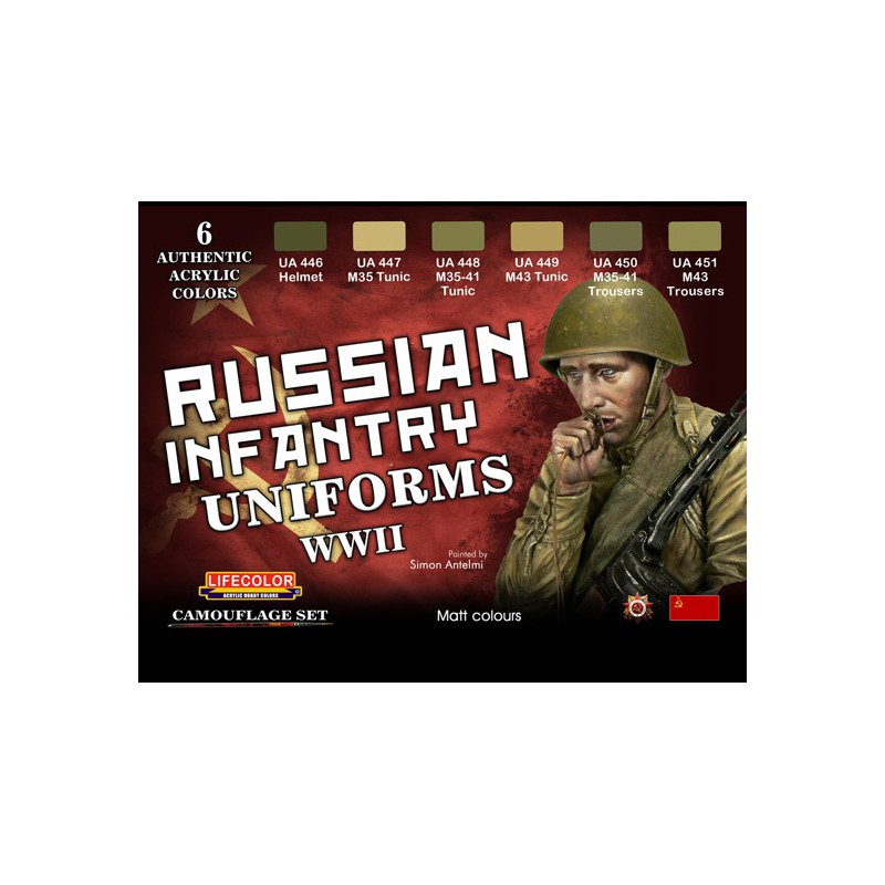 Acrylic paint set 6 united shades. Russians wwii | Scientific-MHD