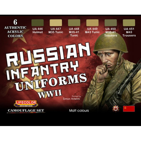 Acrylic paint set 6 united shades. Russians wwii | Scientific-MHD